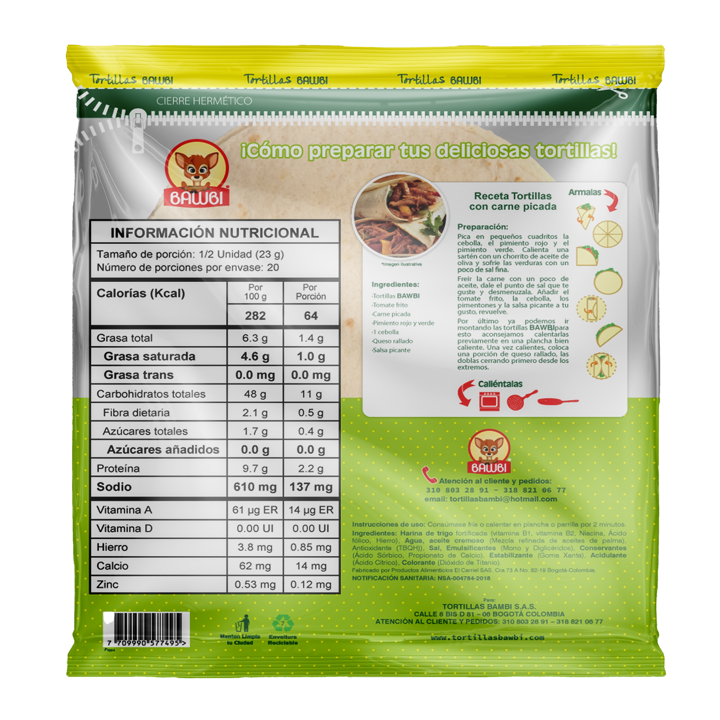 Tortillas Harina de Trigo Bawbi® L 10 Und 450g