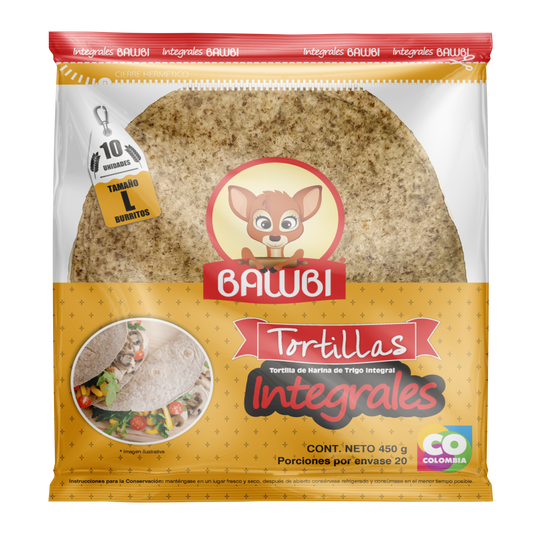 Tortillas Harina de Trigo Integral Bawbi® L 10 Und 450g